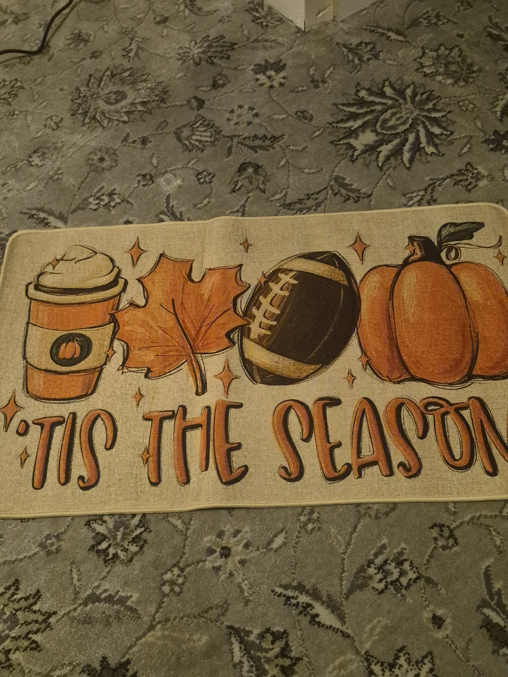 Fall Football Pumpkin 'Tis The Season Doormat - NIP